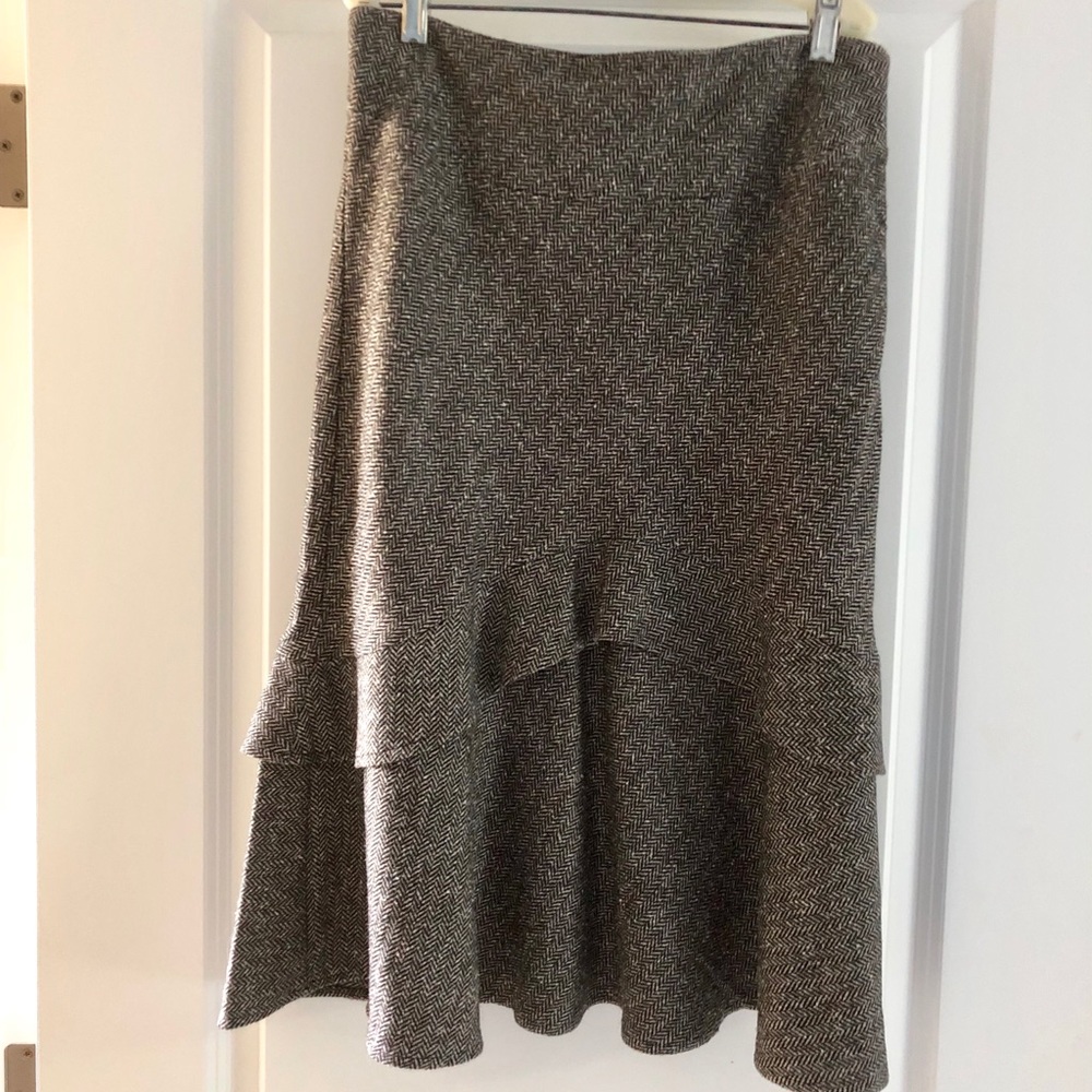Tweed Skirt with Layered Ruffles